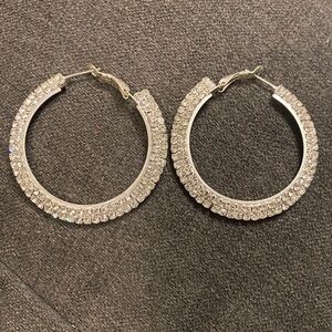 Elegant rhinestone Hoop Earrings